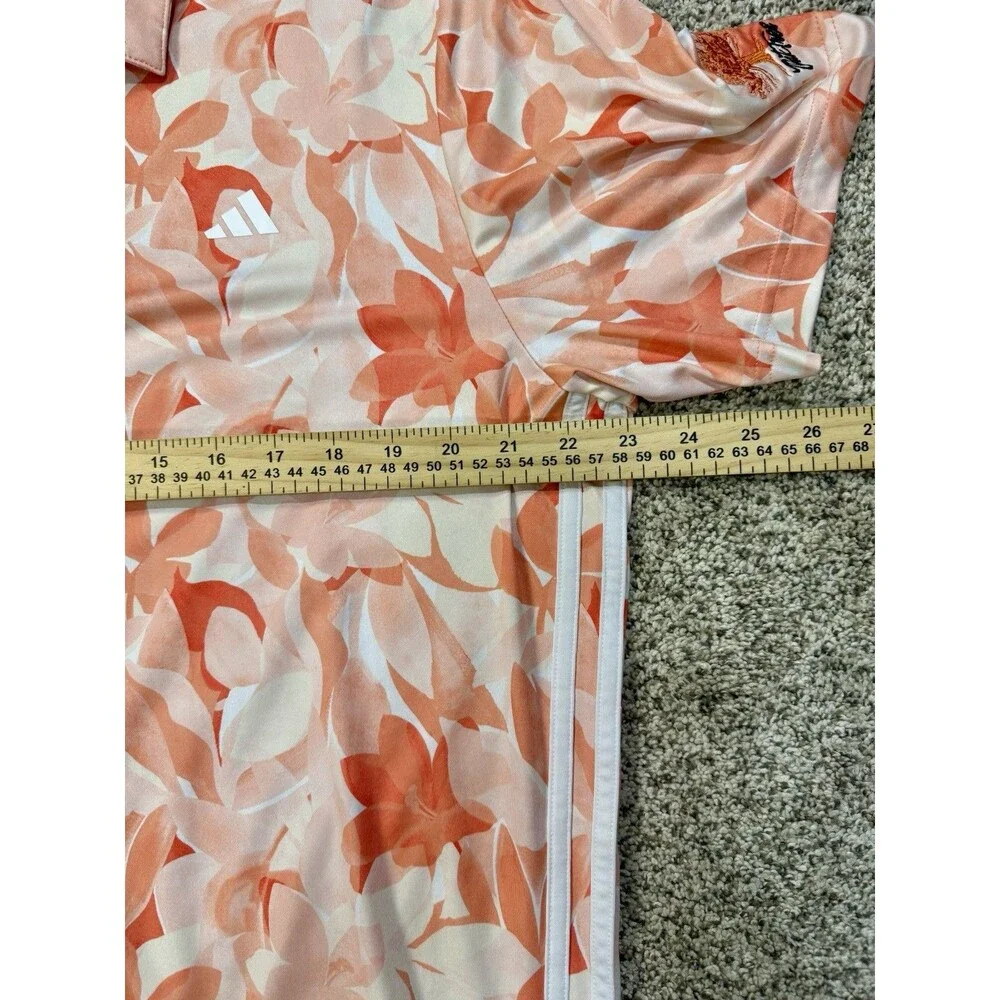 Adidas Performance Golf Polo Shirt Men’s L Floral Orange Triple Stripe Stretch